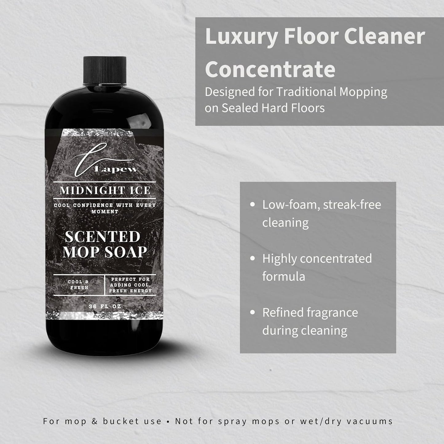 Lapew Baccarat Scented Mop Soap - Luxury Floor Cleaner Concentrate for Mopping Tile, Laminate, Vinyl & Hardwood | Streak-Free, Low-Foam | 36 oz - Colors C