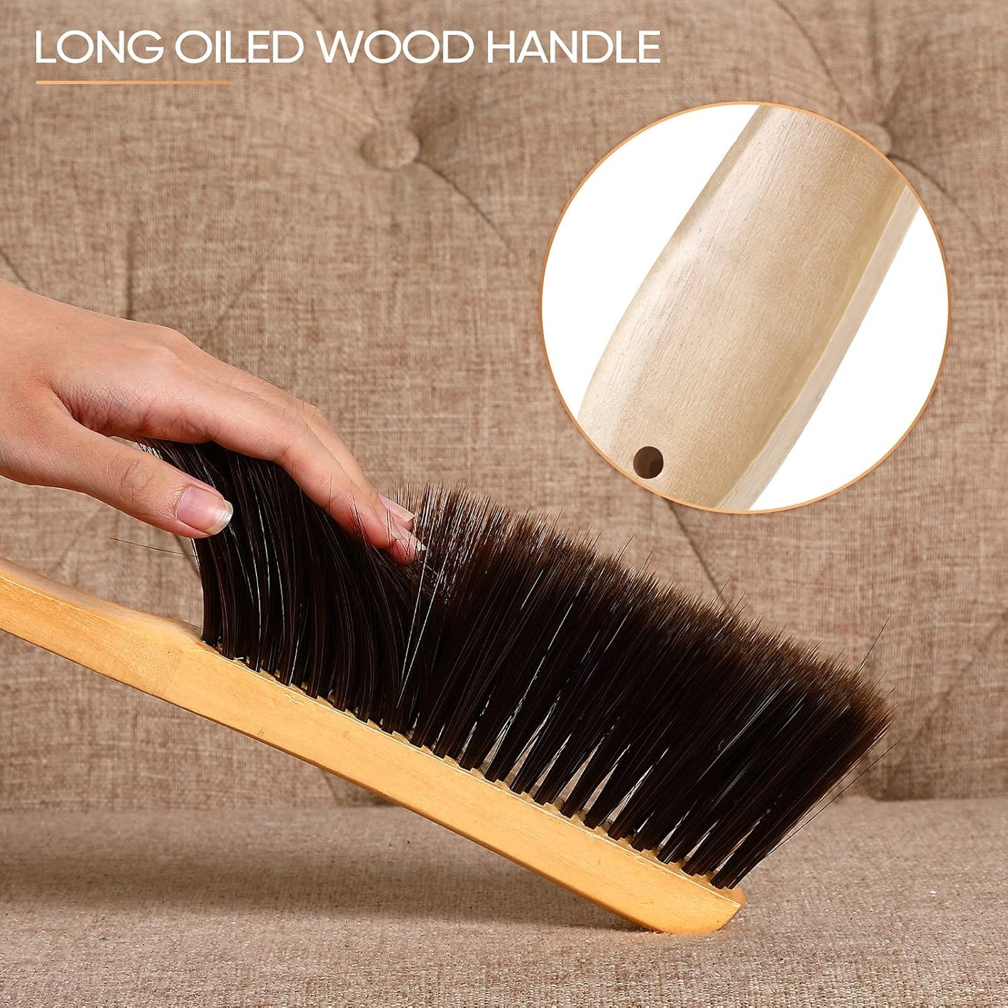 Patelai 2 Pieces Wooden Bench Brushes Fireplace Brush Natural Fiber Bench Soft Bristles Long Wood Handle Dust for Hearth Tidy Car Home Workshop Woodworking(Gray)