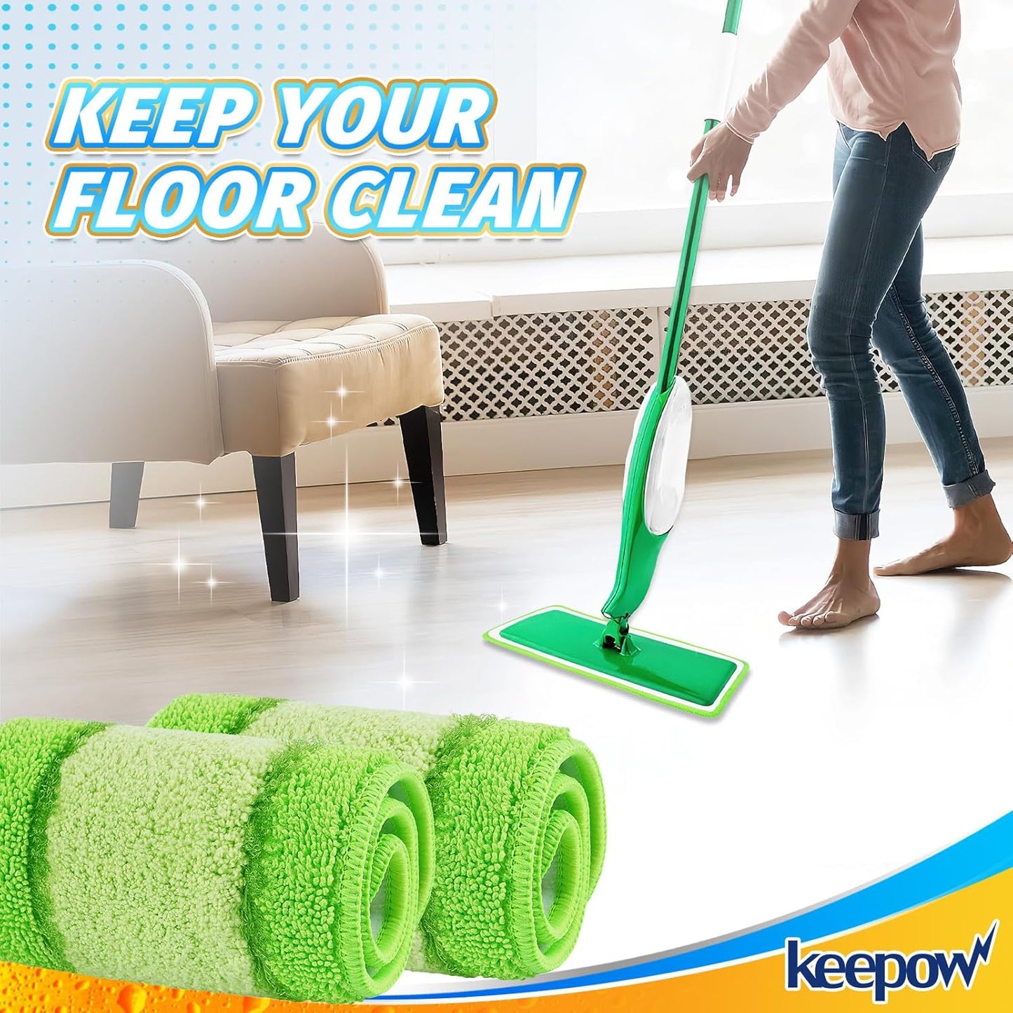 6 Pack Upgraded Spray Mop Refills for Libman Freedom Spray Mop, Washable Microfiber Spray Mop Replacement Head, 6 Count Reusable Mop Pads