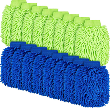 Toulite 8 Pcs Car Wash Mitt Chenille Microfiber Wash Mitt Double Sided Glove Cleaning Drying Mitts (7.48 x 10.24 Inch,Bright Colors)
