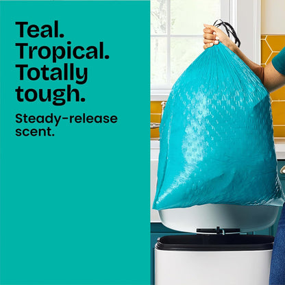 Glad Tall Kitchen Trash Bags 13 Gallon, MaxStrength Beachside Breeze Garbage Bags, Odorshield with Drawstring, 34 Count