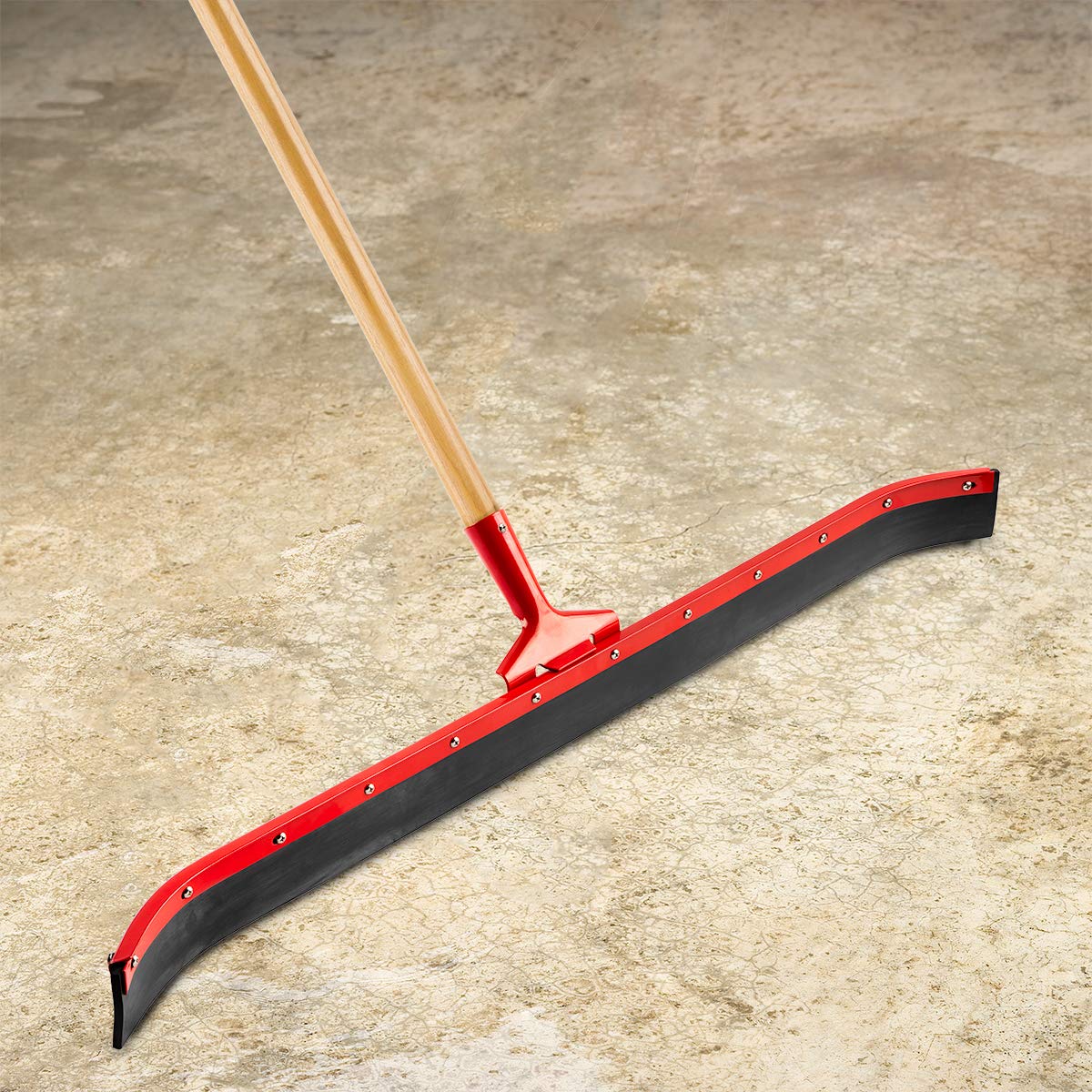 Libman Commercial 954 Heavy-Duty Curved Floor Squeegee with Wooden Handle, 36" Wide (Pack of 6), Black/Gray