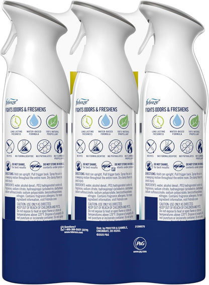 Febreze Air Mist Air Freshener Spray, Odor-Fighting Room Spray, Air Fresheners for Home and Bathroom and Kitchen, Aerosol Can, HD Pet Odor Fighter Scent, 8.8oz (Pack of 3)