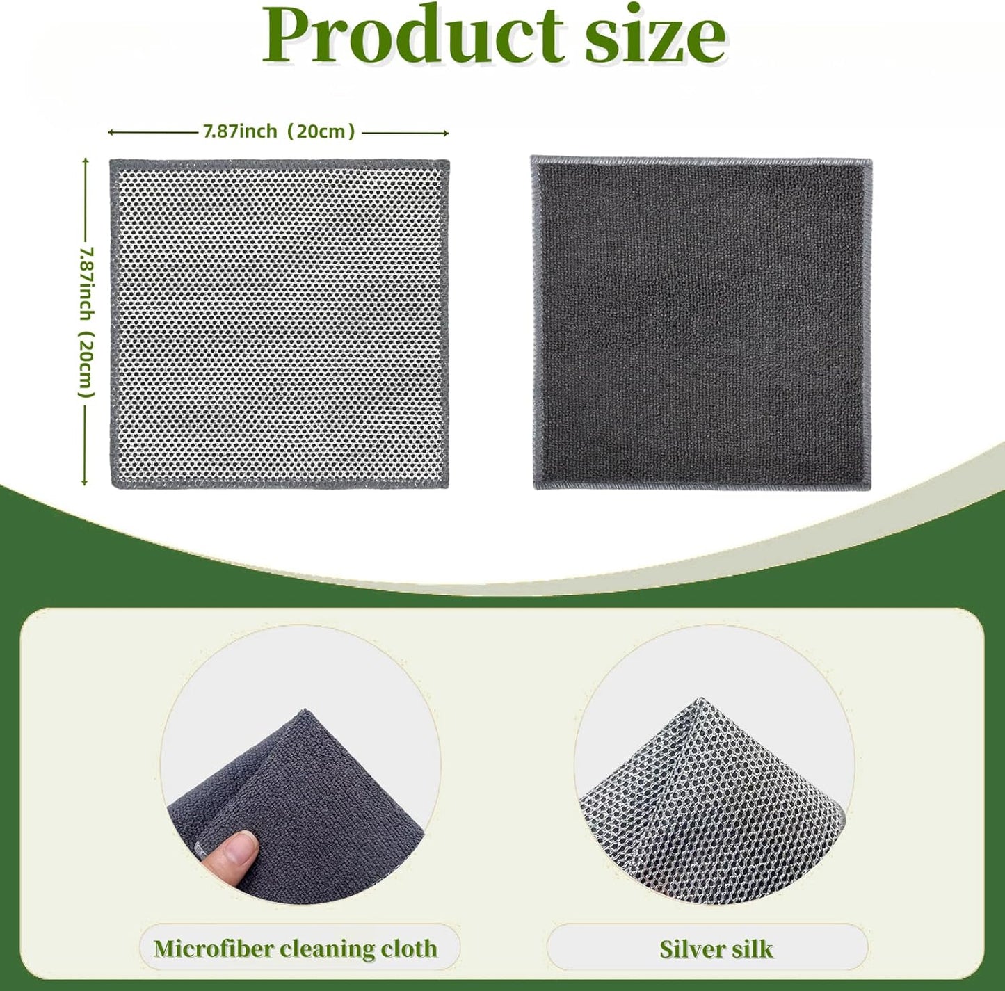 Stainless Steel Scrubber and Cleaning Rags - Non Scratch Wire Dishcloth for Washing Dishes, Steel Wool Scrubber and Dish Towels for Kitchen (6PCS)