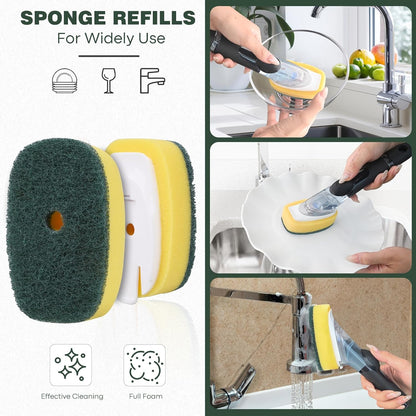 Sponge Brush Refills for OXO Soap Dispensing Dish Brush - 4 Pack Dish Cleaning Soap Dispensing Head Replacement for Scrubber