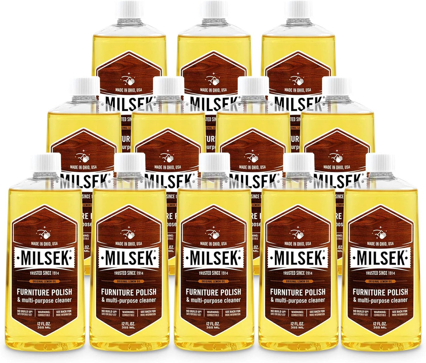 Milsek Furniture Polish and Wood Cleaner with Lemon Oil - Multipurpose Solution for Home Improvement from Hardwood Floors to Kitchen Cabinets - 12 Fl Oz (Pack of 1)