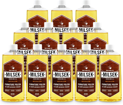 Milsek Furniture Polish and Wood Cleaner with Lemon Oil - Multipurpose Solution for Home Improvement from Hardwood Floors to Kitchen Cabinets - 12 Fl Oz (Pack of 1)