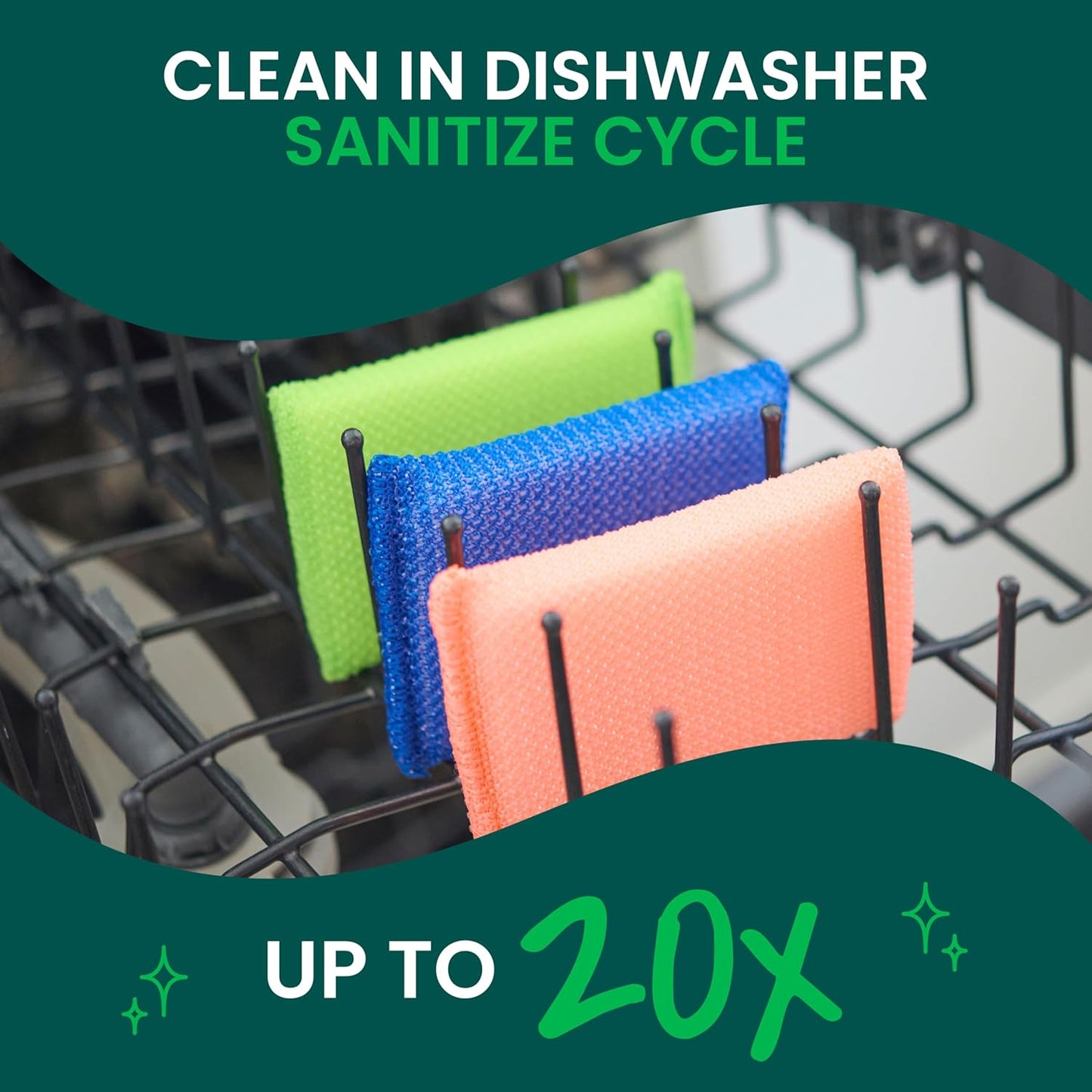 Scotch-Brite Dobie Non-Scratch All-Purpose Scrub Pads, 12 Total Pads (6 Packs of 2), Reusable Scouring Sponges for Kitchen & Bathroom, Safe on Non-Stick Cookware, Yellow