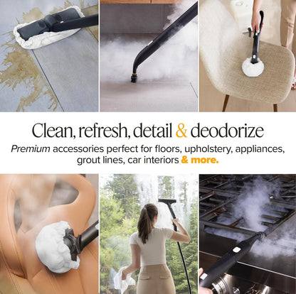 Dupray Steam Cleaning Pack Pro, 24-Piece Accessory Kit for Dupray Steam Cleaners, Microfiber Cloths & Bonnets, Nylon Brass Horsehair Stainless Brushes, Felt Storage Bag