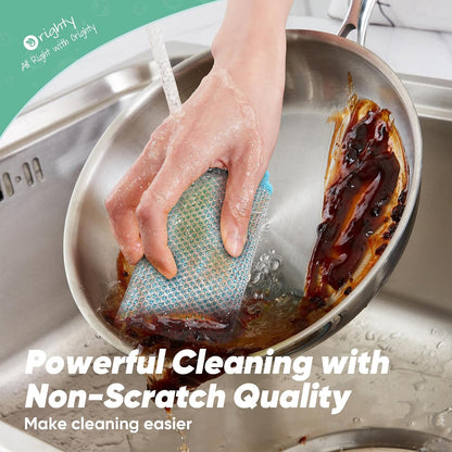 Orighty 12 Pcs Multipurpose Wire Dishwashing Rag, Non-Scratch Wire Dish Cleaning Cloths for Wet and Dry, Reusable Steel Scrubber for Kitchen, Powerful Dishcloth Rag for Cookware, Dish, Stove-7"x8"