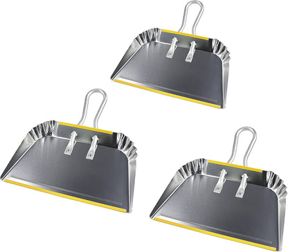 1-Pack 17" Heavy Duty Metal Dust Pan with Cleaning Brush Set