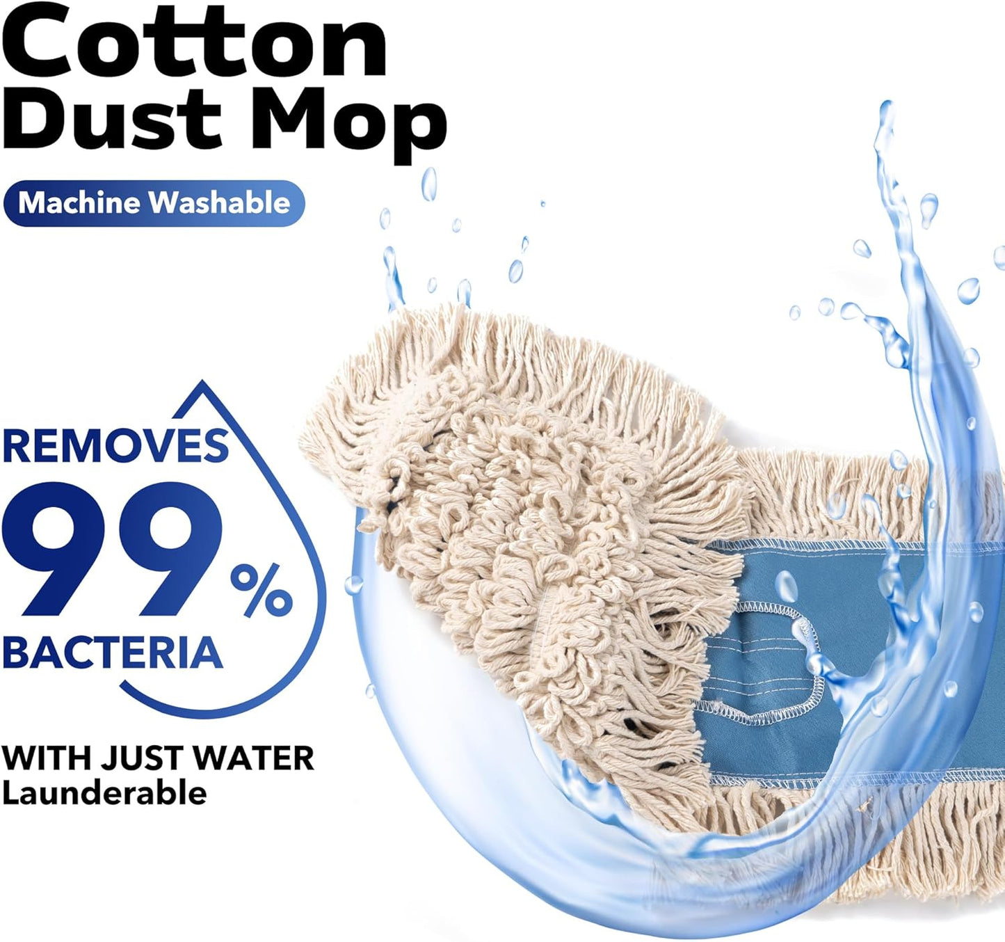 Matthew Cleaning 24'' Industrial Strength Cotton Dust Mop Refill Washable Replacement Heads for Residential & Commercial Use Fit Standard Dust Mop Frames, Hardwood, Laminate, Concrete Floors 3 Pack