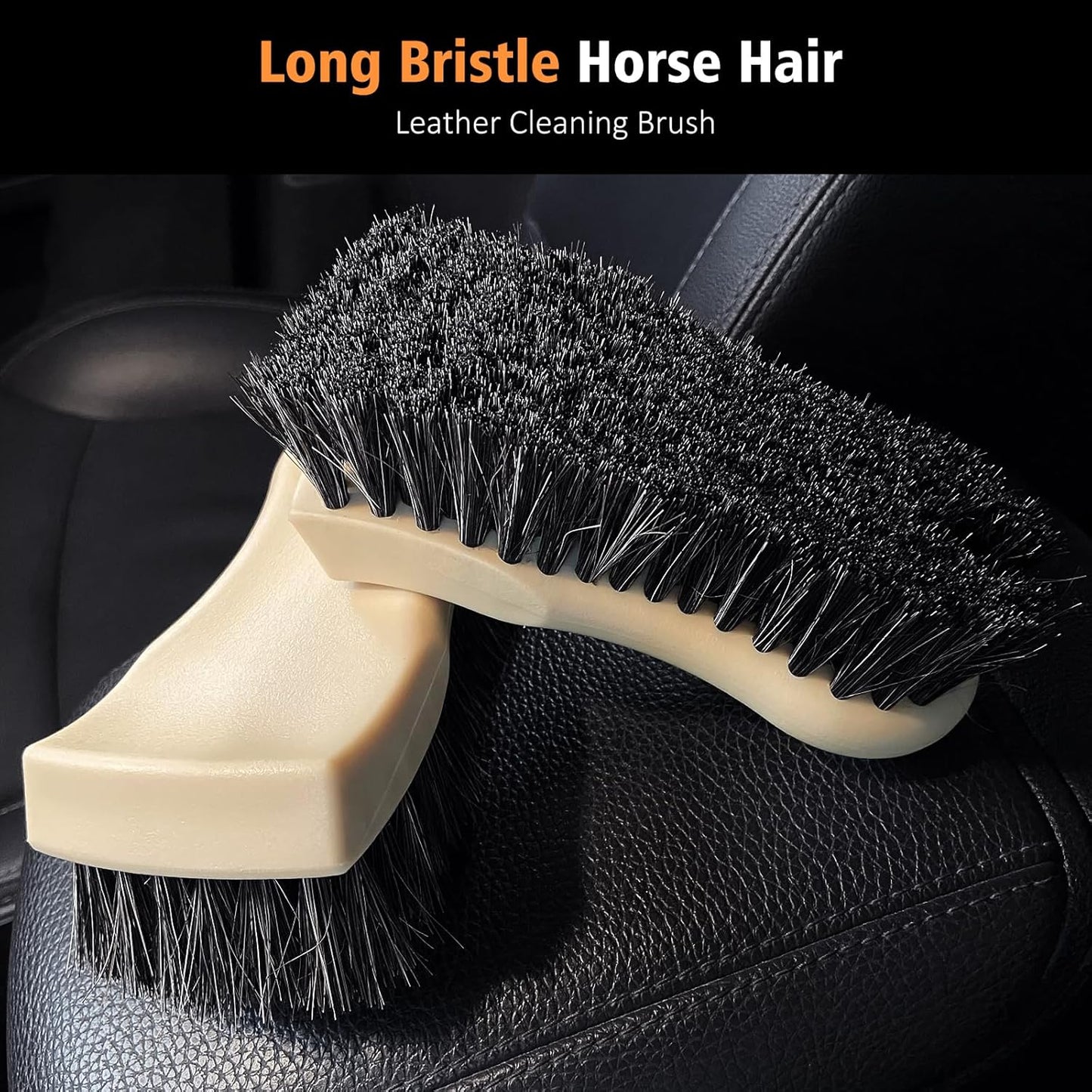 YeewayVeh 3pcs Car Detailing Brush Set, Boars Hair Detailing Brushes, Ultra Soft Detail Brush for Air Vent Leather Seat, Scratch Free Car Detailing Brushes for Interior Exterior, Orange