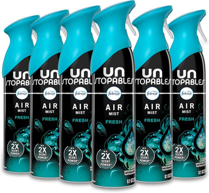 Febreze Air Mist, Air Freshener Spray, Odor Fighting Room Spray, Deodorizer for Home Bathroom Kitchen Office Apartment Dorm Room Classroom, Linen & Sky Scent, 8.1oz (Pack of 6)