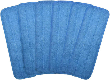 Microfiber Replacement Mop Pad, 18" x 6" Wet & Dry Home & Commercial Cleaning Refills, Reusable Floor Mop Pads (6 Pack) Blue