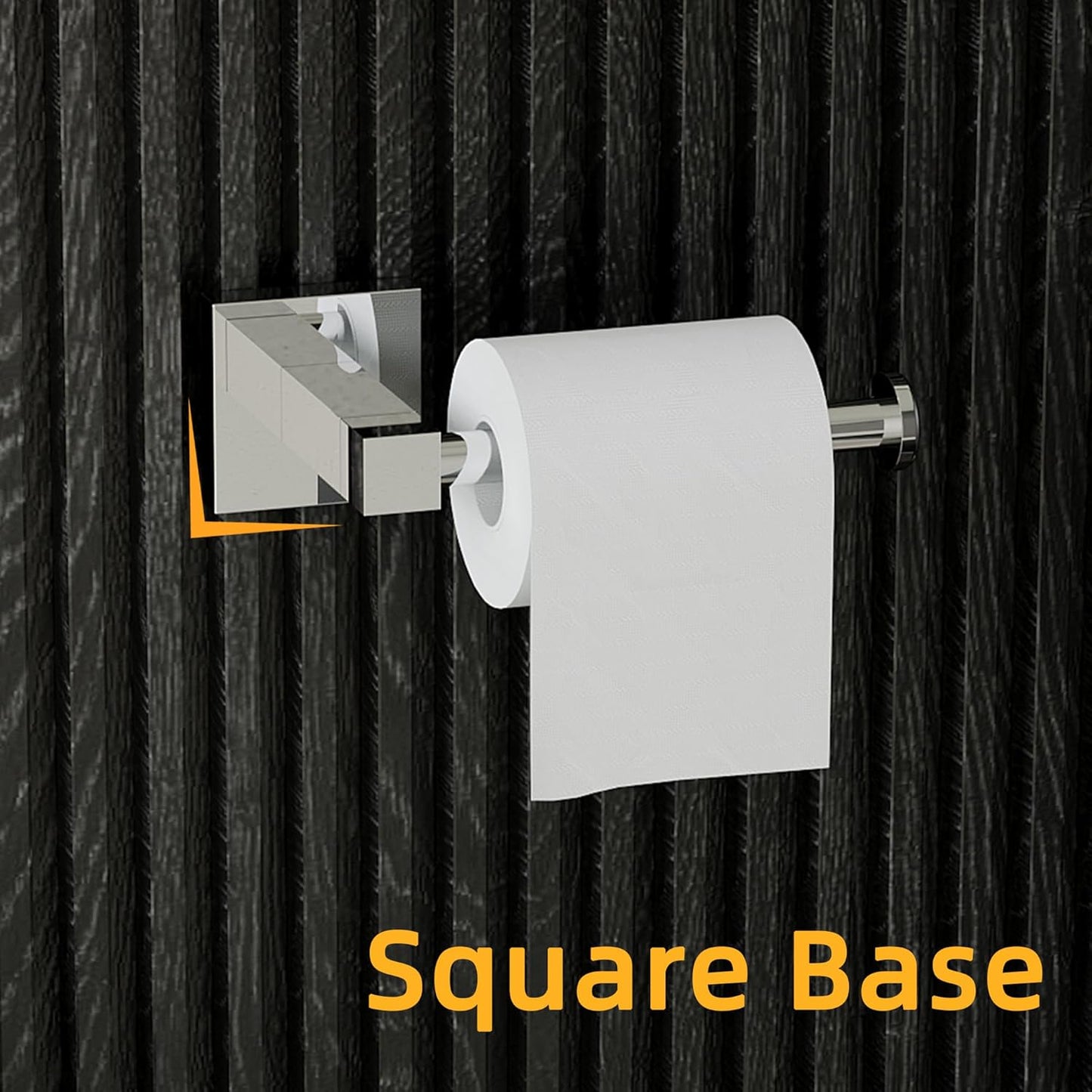 RUACQ Toilet Paper Holder Stand with Toilet Brush and Holder Set, 304 Stainless Steel Bathroom Toilet Tissue Paper Roll Holder Free Standing, Weighted Base, Heavy Duty (Matte Black)