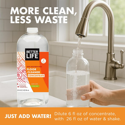 Better Life Floor Cleaner - Liquid Multipurpose Cleaner for Wood, Tile, Laminate, Vinyl, Bamboo - Hardwood Floor Cleaner for Mopping - Citrus Mint, 32 Fl Oz (Pack of 2)