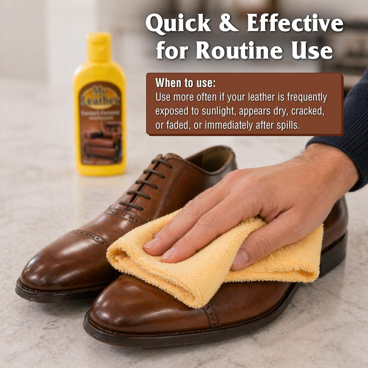MR. LEATHER Cleaner and Conditioner (8 oz) - Restores & Protects All Leather with Natural Oils - Hydrating and Water-Repelling Cream for Couches, Car Interior, Shoes, and Bags