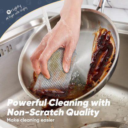 Orighty 12 Pcs Multipurpose Wire Dishwashing Rag, Non-Scratch Wire Dish Cleaning Cloths for Wet and Dry, Reusable Steel Scrubber for Kitchen, Powerful Dishcloth Rag for Cookware, Dish, Stove-7"x8"