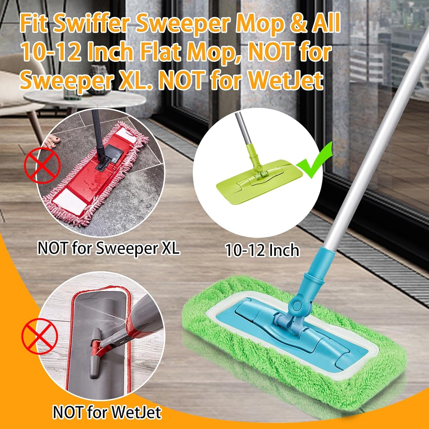 Unoutur Reusable Dry Sweeping Cloths Microfiber Wet Mop Pads Compatible with Swiffer Sweeper Mop Replacement Sweeping Mopping pad Refills for Hardwood Surface Floor Cleaning (4PCS)