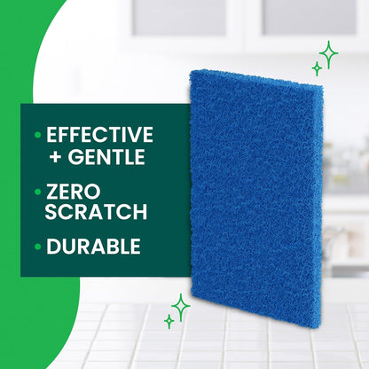 Scotch-Brite Zero Scratch Scouring Pad, Effective + Gentle Dish Scrubber for Household Cleaning, 3 Scrub Pads for Dishes, Nonstick Pots and Pans, Glass, Tubs, Showers, Reusable & Durable