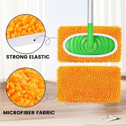6Pcs Reusable Microfiber Mop Pads Compatible with Sweeper Mop, Replacement Wet Mopping pad Refills & Washable Dry Sweeping Cloths for Surface/Hardwood Floor Cleaning