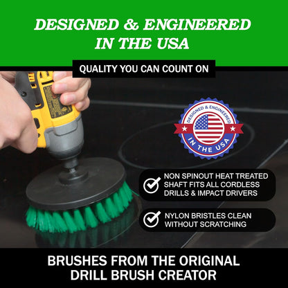Drillbrush Drill Brush Attachment Set for Bathroom Cleaning – Power Scrubber Brush Kit for Tub, Tile, Shower, and Grout – All-Purpose Household Cleaning Brushes for Drill - Electric Grout Cleaner Kit