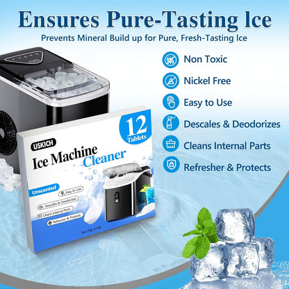 Ice Machine Cleaner Descaler Tablets-36Pack Ice Maker Cleaner Compatible with Frigidaire, Opal, GE Profile, Kitchenaid, Nickel Safe Scale Remover for Countertop, Nugget Ice Makers