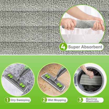 Spray Mops for Floor Cleaning - Wet Dry Mops with 2 Washable + 2 Disposable Pads for Swiffer Powermop - Refillable Bottle for Hardwood Tile Home Kitchen - Absorbs Pet Hair Dust Stains