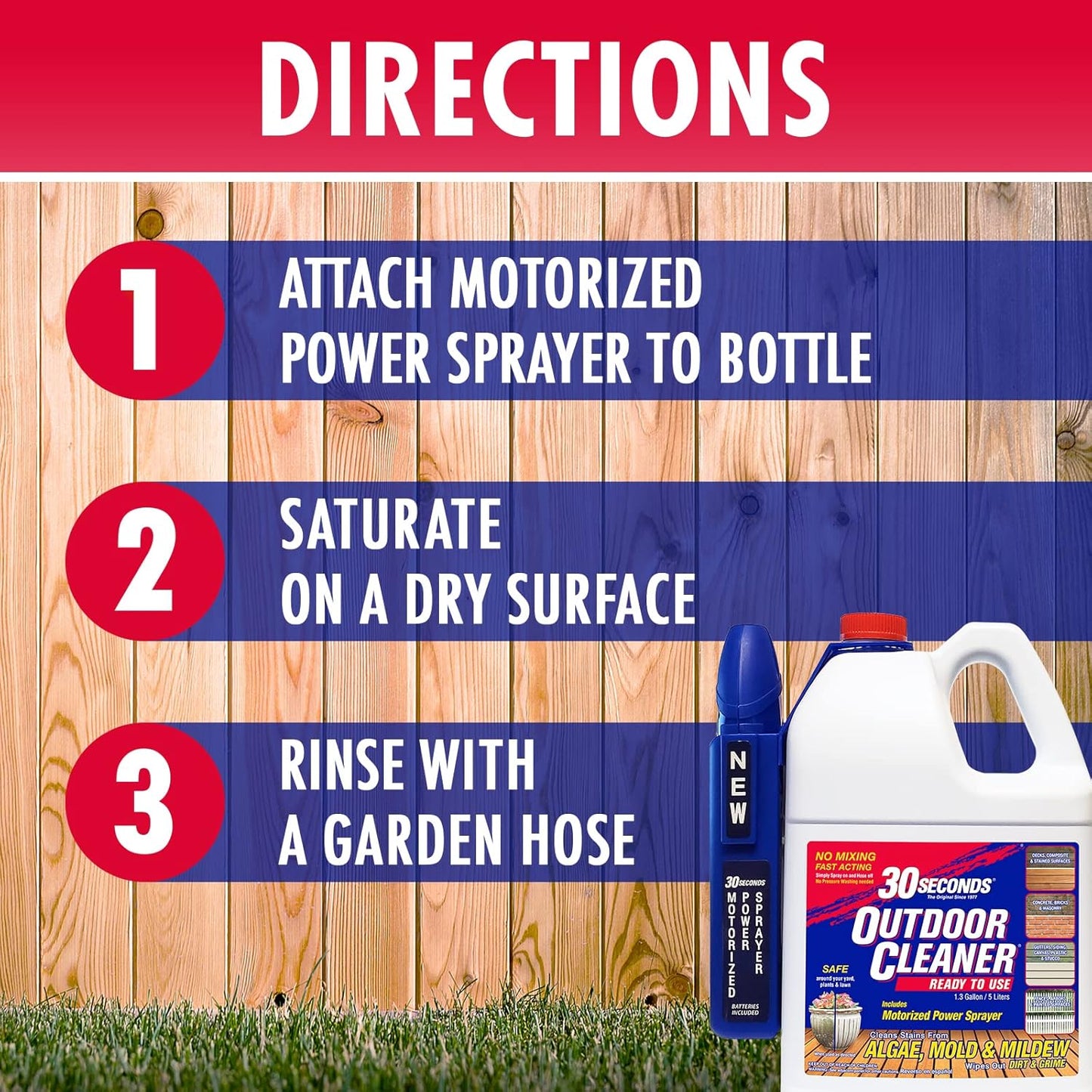30 SECONDS Outdoor Mold & Mildew Stain Remover Spray | Ready To Use | 32 fl. oz. | 2 Pack