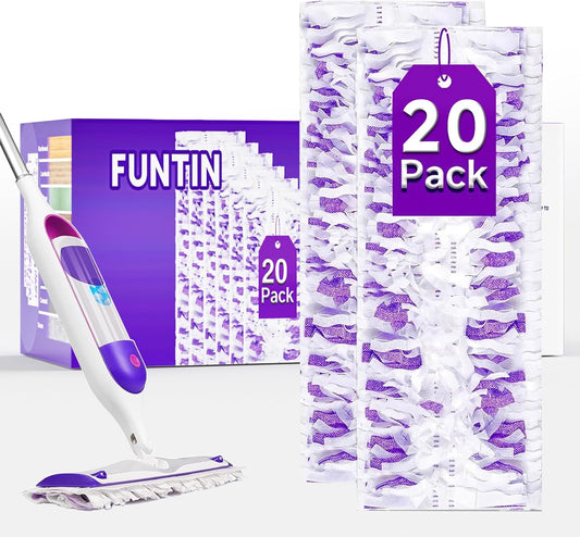 Funtin Power Mop Pads for Swiffer PowerMop, Unscented Disposable Mop Refills, Thickened Multi-Surface Replacement Mopping Pad, Dry & Wet Use for Floor Cleaning (40 Packs)