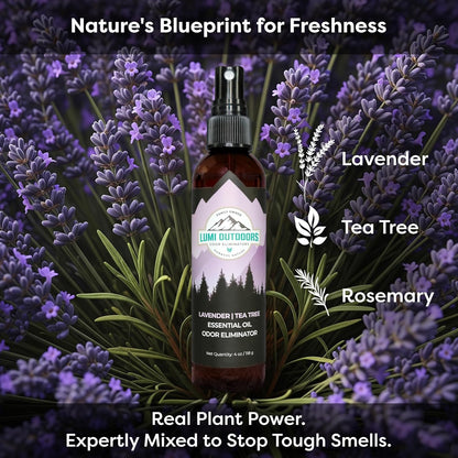 Lumi Outdoors Natural Shoe Deodorizer Spray (700+ Sprays) - Extra Strength Shoe Odor Eliminator for Smelly Shoes & Foot Odor - Replaces Shoe Balls & Inserts - Lemon Eucalyptus