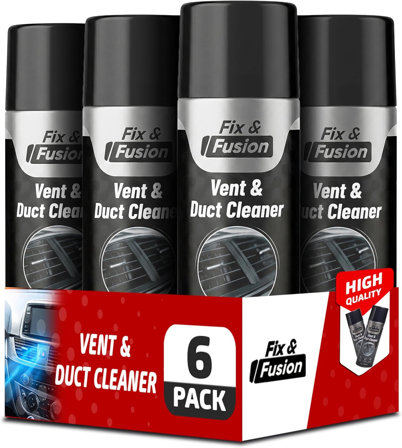 FIX & FUSION A/C Vent and Duct Cleaner | Foaming Spray for Car Air Conditioner | Freshens & Cleans Dust Build-Up | Fast, No-Rinse Formula | Automotive HVAC Refresher & Detailer