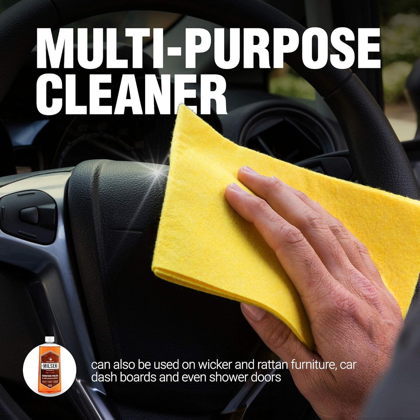Milsek Furniture Polish and Wood Cleaner with Orange Oil - Multipurpose Cleaning Supplies for Home and Household from Hardwood Floors to Kitchen Cabinets- 12 Fl Oz (Pack of 1)