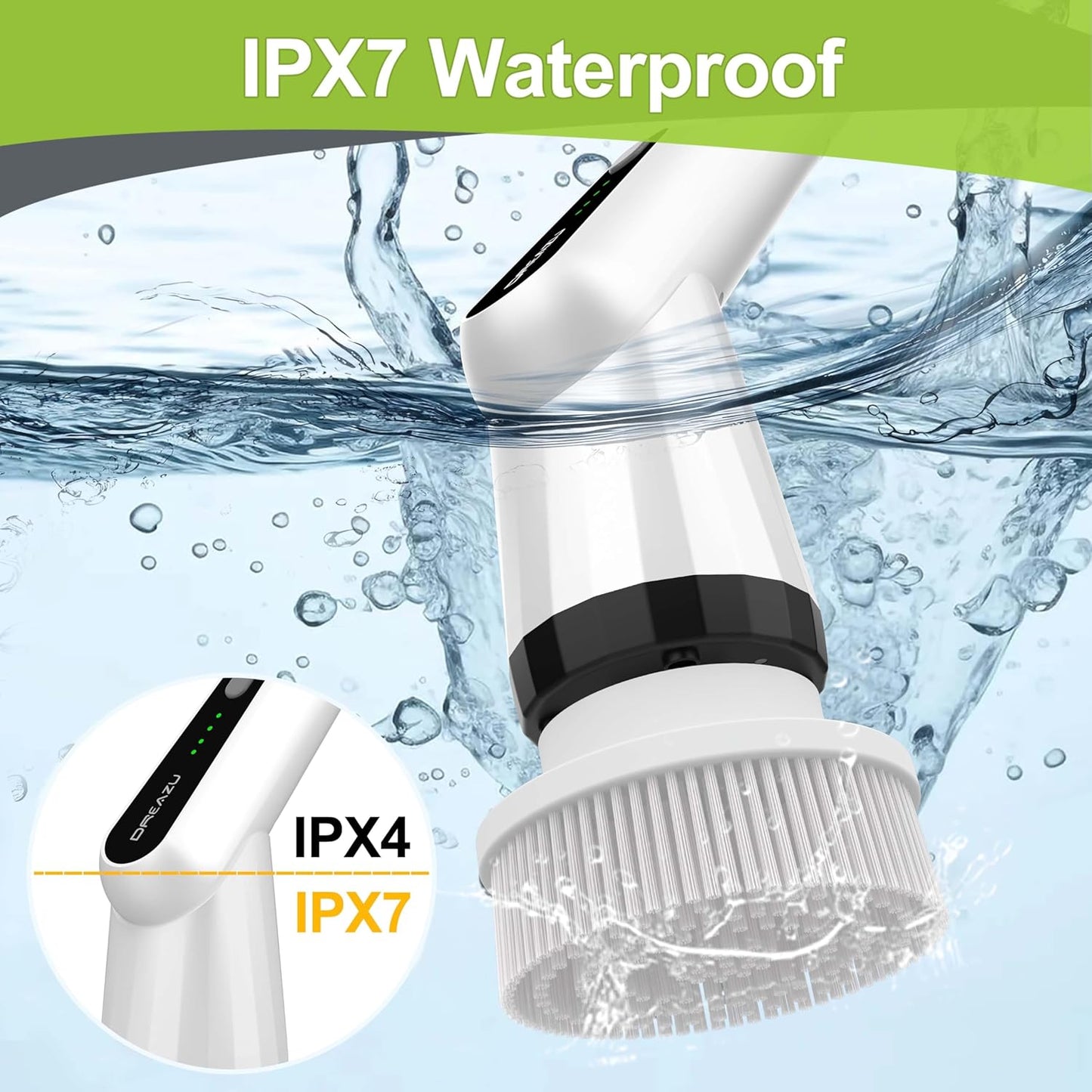 WKY-G3-Electric Spin Scrubber - Upgraded 10-in-1 IPX7 Waterproof Shower Cleaner Brush, Retractable Handle & 2-Speed for Toilet, Bathroom, Bathtub, Tile Floors Black