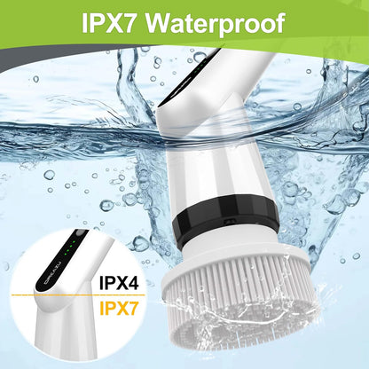 WKY-G3-Electric Spin Scrubber - Upgraded 10-in-1 IPX7 Waterproof Shower Cleaner Brush, Retractable Handle & 2-Speed for Toilet, Bathroom, Bathtub, Tile Floors Black