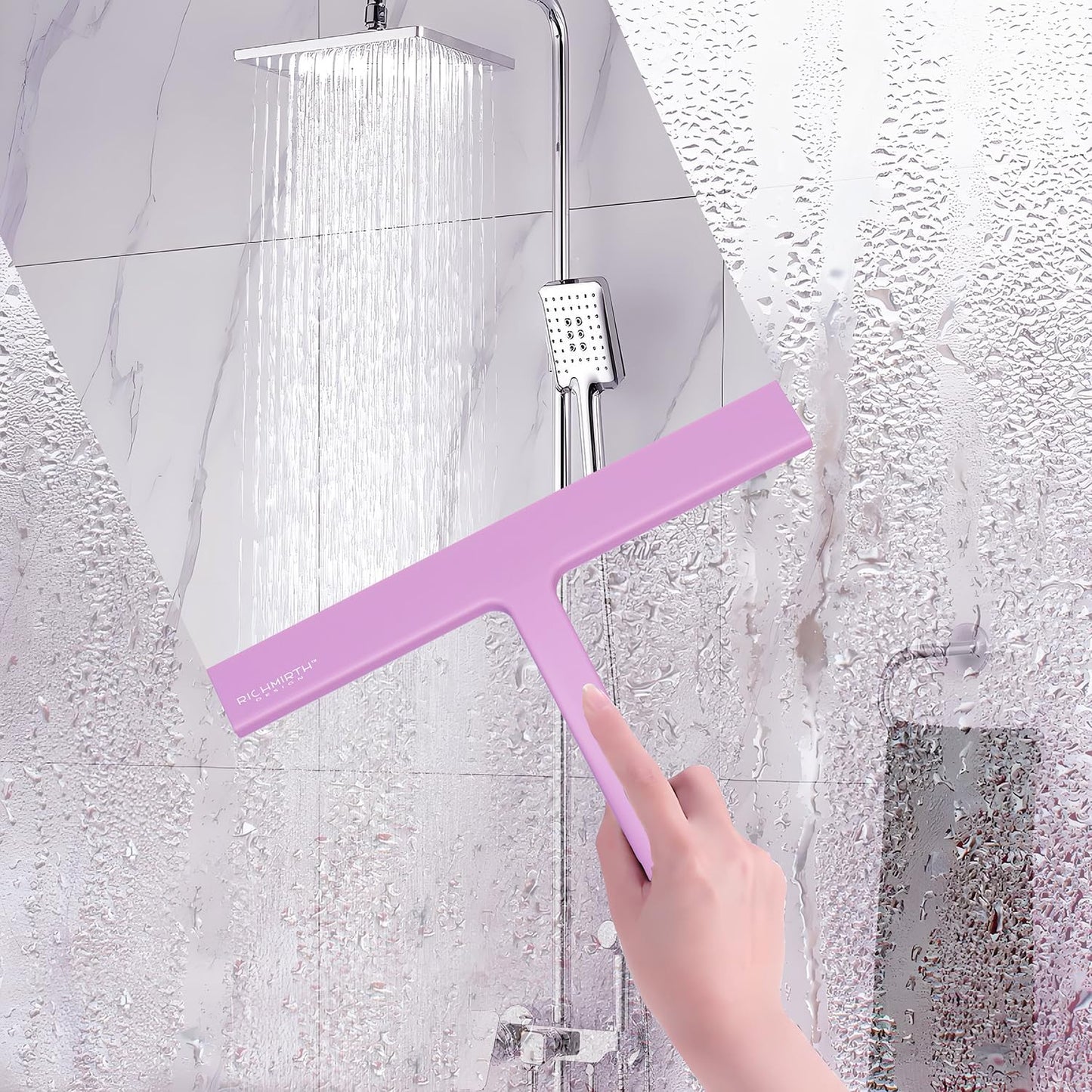 Shower Squeegee for Glass Doors, RICHMIRTH 11" Inch Width Silicone Rubber Blade Squeegee Window Cleaner Tool Squeegee for Shower Glass Doors Bathroom