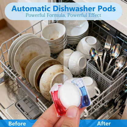 200 Count Dishwasher Pods, No Pre-Rinse Dishwasher Detergent Soap On Stain and Grease, Leaving a Virtually Spotless Shine,Dishwasher Detergent for Deep Cleaning