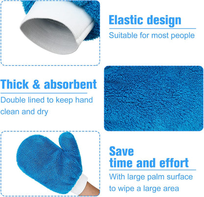 Remerry 6 Pcs Microfiber Mitts with Thumb for Cars Paint Wash Gloves Terry Weave Dusting Mitts