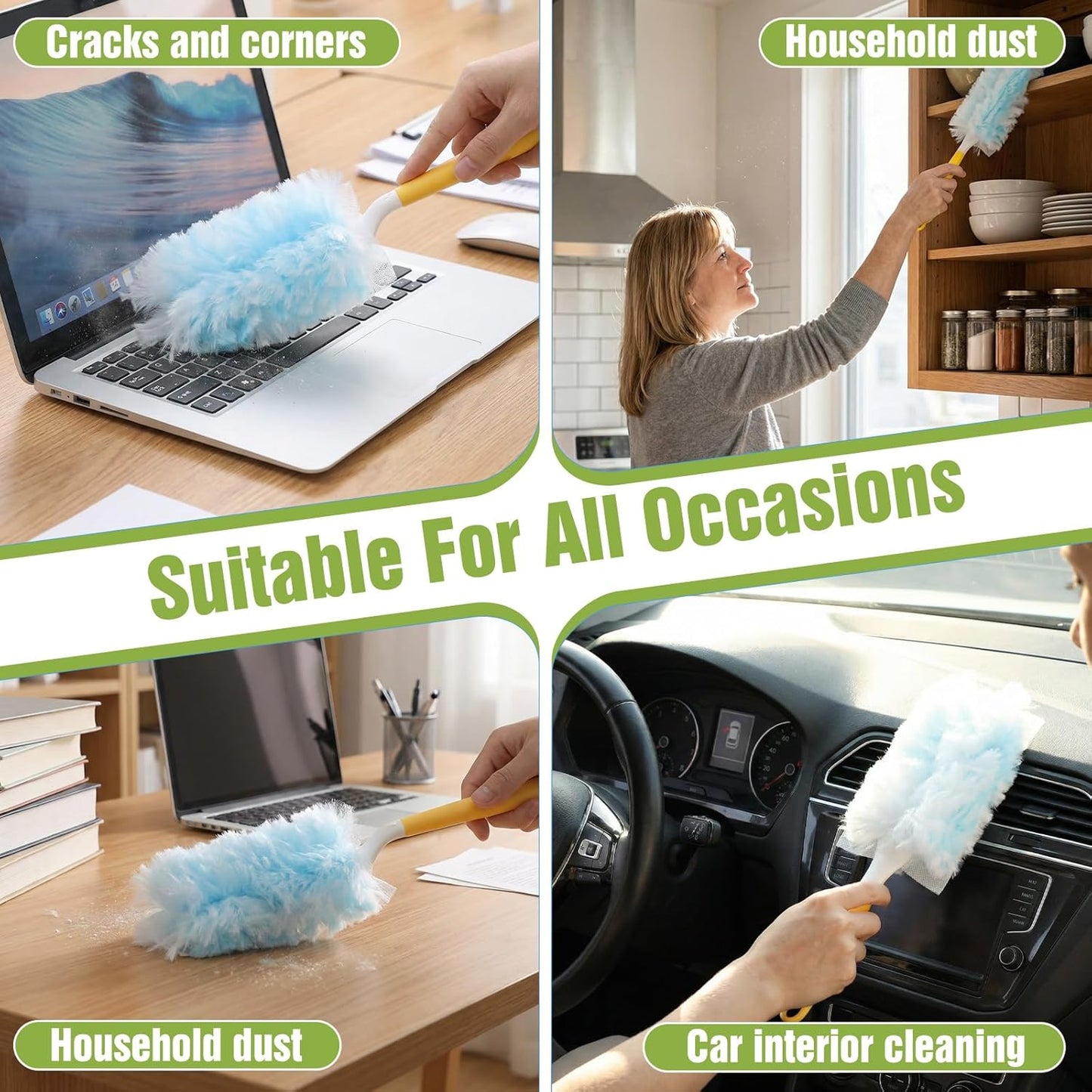 Hecila Duster Refill One-Sided Disposable Duster Refills for Cleaning Heavy Duty Dusters Refills Unscented Replacement Pads Multi Surface Dusters Kit for Cleaning Home Bedrooms Ceiling Fan
