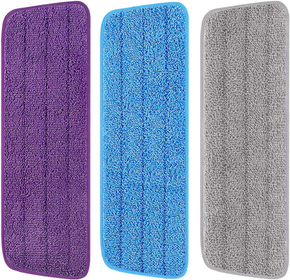 Set of 3 Microfiber Spray Mop Replacement Heads for Wet/Dry Mops Reusable Replacement Refills Fits for Bona Floor Care System (red)