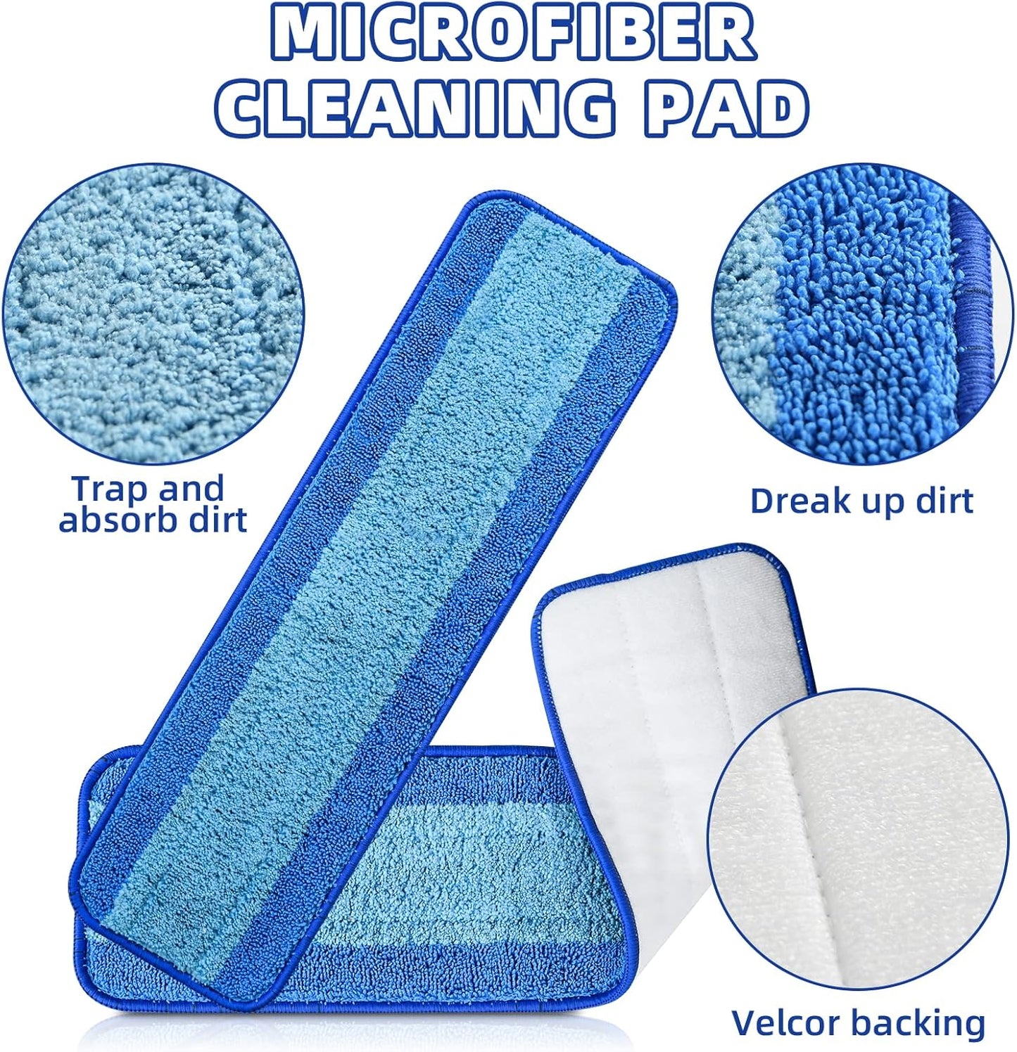 8 Pack Mop Pads for Bona Family of Mops, 4 Pet Microfiber Sweeping Pad + 4 Microfiber Deep Clean Pad, Reusable Mop Refill Replacement Head for Multi-Surface Floors