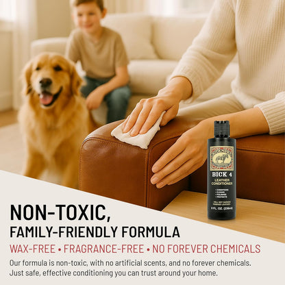 Bickmore Bick 4 Leather Conditioner and Leather Cleaner 16 oz - Will Not Darken Leather - Safe For All Leather Apparel, Furniture, Jackets, Shoes, Auto Interiors, Bags & All Other Leather Accessories