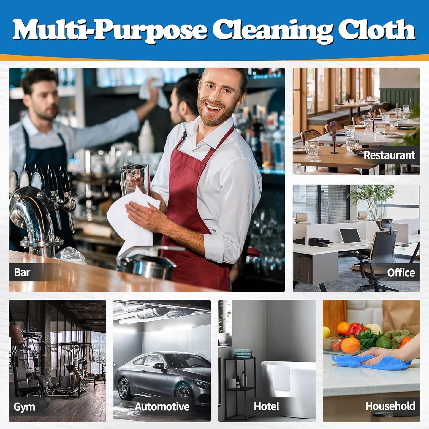 FIXSMITH Microfiber Cleaning Cloth - Pack of 8, Size: 12 x 16 in, Multi-Functional Cleaning Towels, Highly Absorbent Cleaning Rags, Lint-Free, Streak-Free Cleaning Cloths for Car Kitchen Home