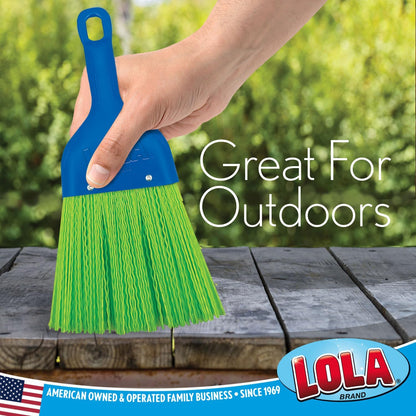 LOLA Whisk Broom, Hand Brush, Durable Bristles, Whisks Away Dirt & Debris, Compact, Hang Hole for Easy Storage, Indoor/Outdoor, 1 Pack