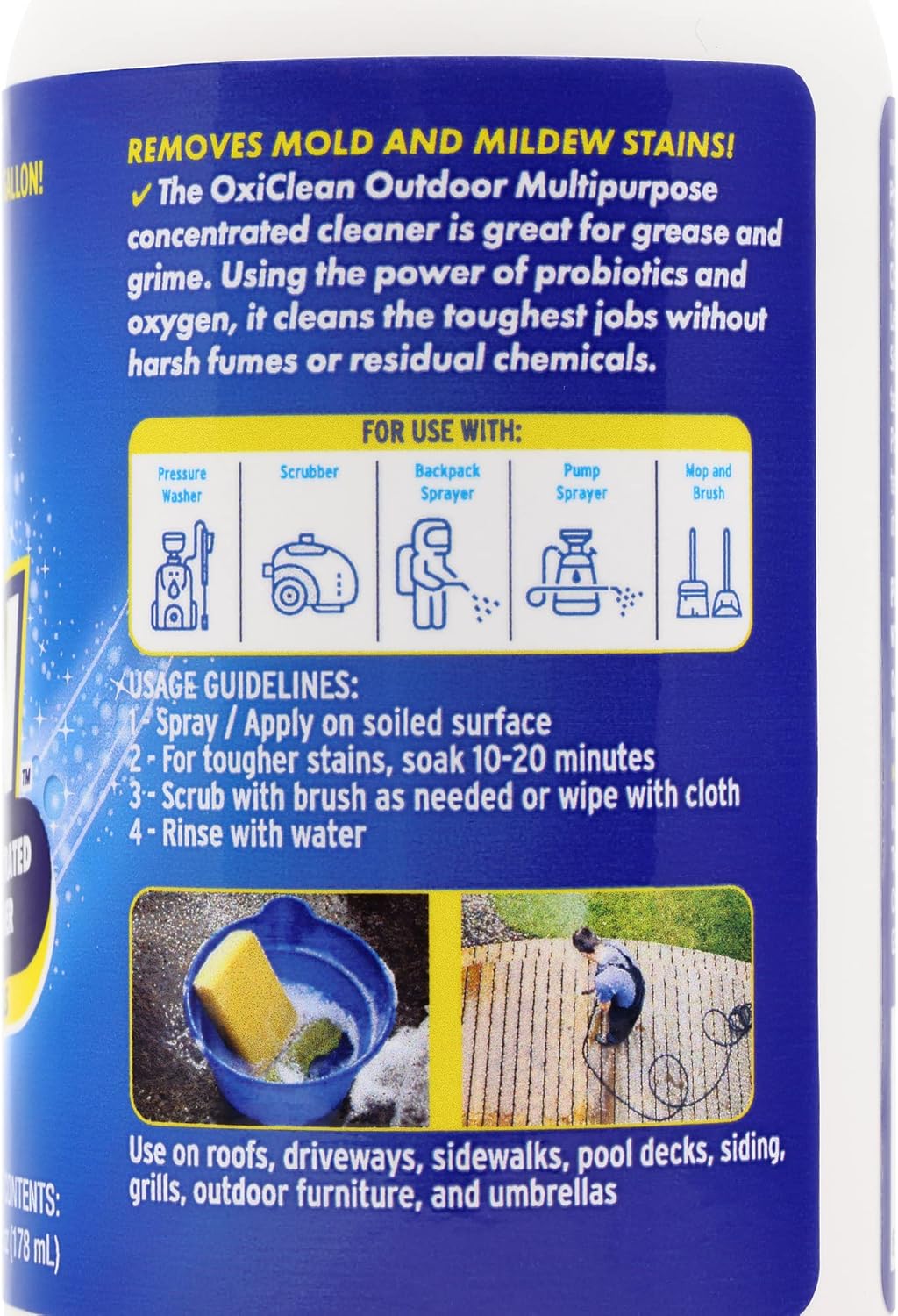 OxiClean - Outdoor Multipurpose Super Concentrated Cleaner - Makes 1 Gallon - Stain Remover - Driveway Cleaner for Concrete - Degreaser for Cement, Brick, Vinyl, and Patio Furniture (6oz = 1 Gallon)