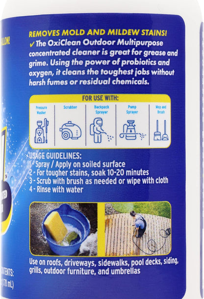 OxiClean - Outdoor Multipurpose Super Concentrated Cleaner - Makes 1 Gallon - Stain Remover - Driveway Cleaner for Concrete - Degreaser for Cement, Brick, Vinyl, and Patio Furniture (6oz = 1 Gallon)