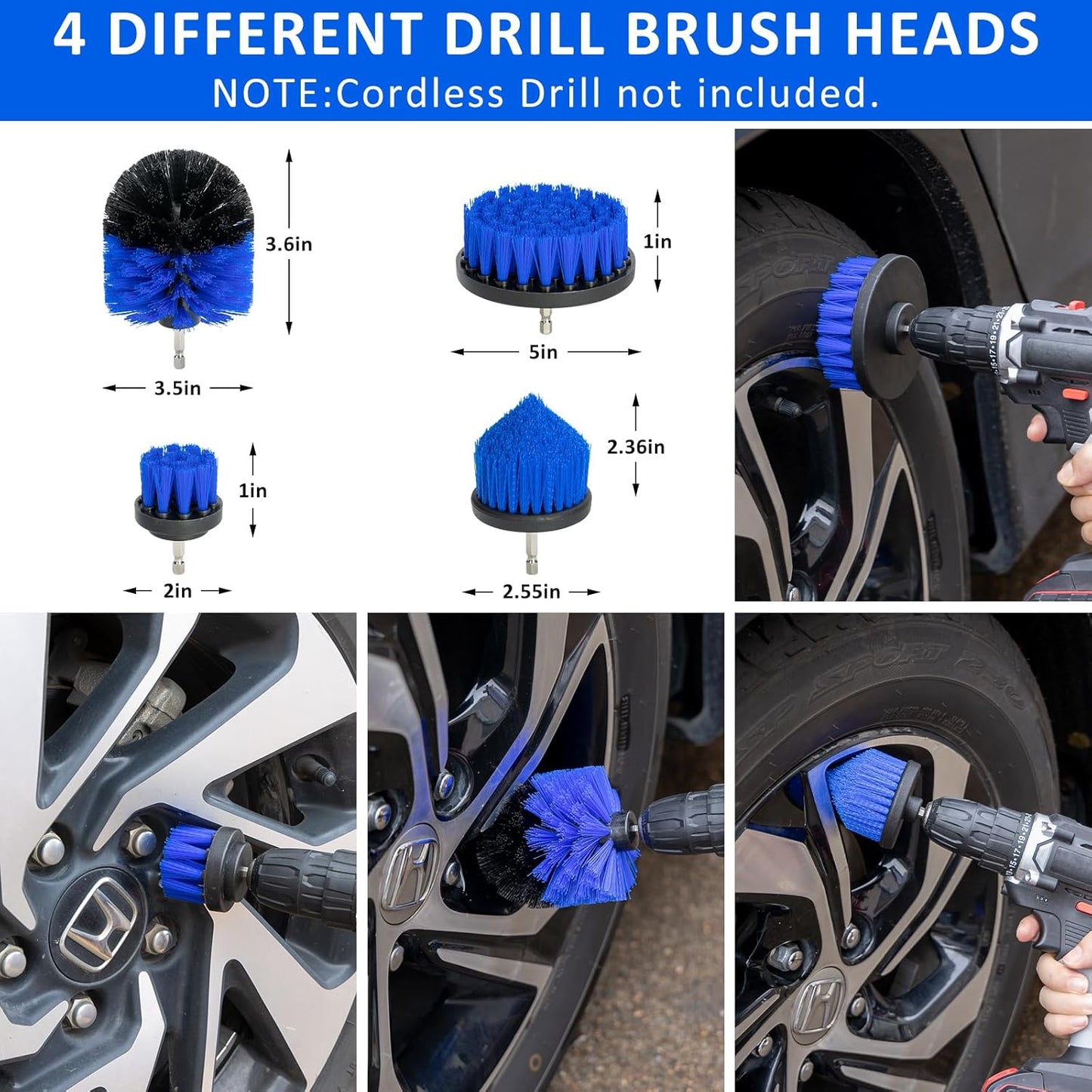 37Pcs Car Detailing Brush Set, Car Detailing Kit, Auto Detailing Drill Brush Set, Car Detailing Brushes, Car Wash Cleaning Tools Kit with Car Vacuum for Interior, Exterior, Wheels, Blue