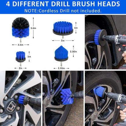 37Pcs Car Detailing Brush Set, Car Detailing Kit, Auto Detailing Drill Brush Set, Car Detailing Brushes, Car Wash Cleaning Tools Kit with Car Vacuum for Interior, Exterior, Wheels, Blue