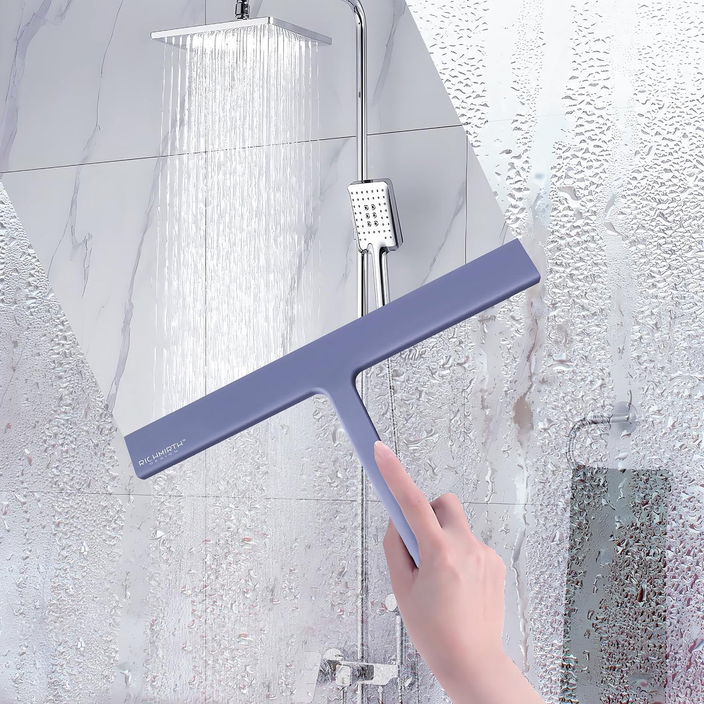 Shower Squeegee for Glass Doors, RICHMIRTH 11" Inch Width Silicone Rubber Blade Squeegee Window Cleaner Tool Squeegee for Shower Glass Doors Bathroom
